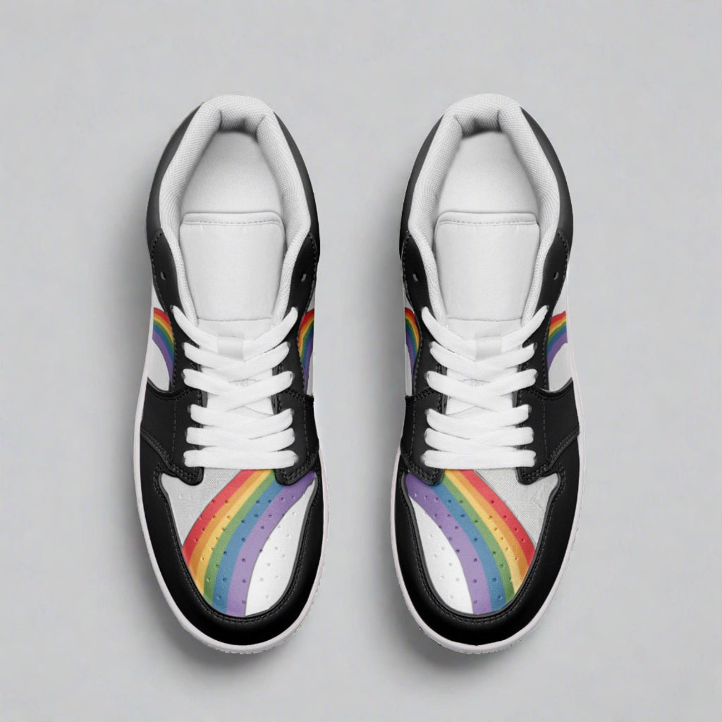 Rainbow pride black low-top sneakers, view 8 — Rose Gold Co