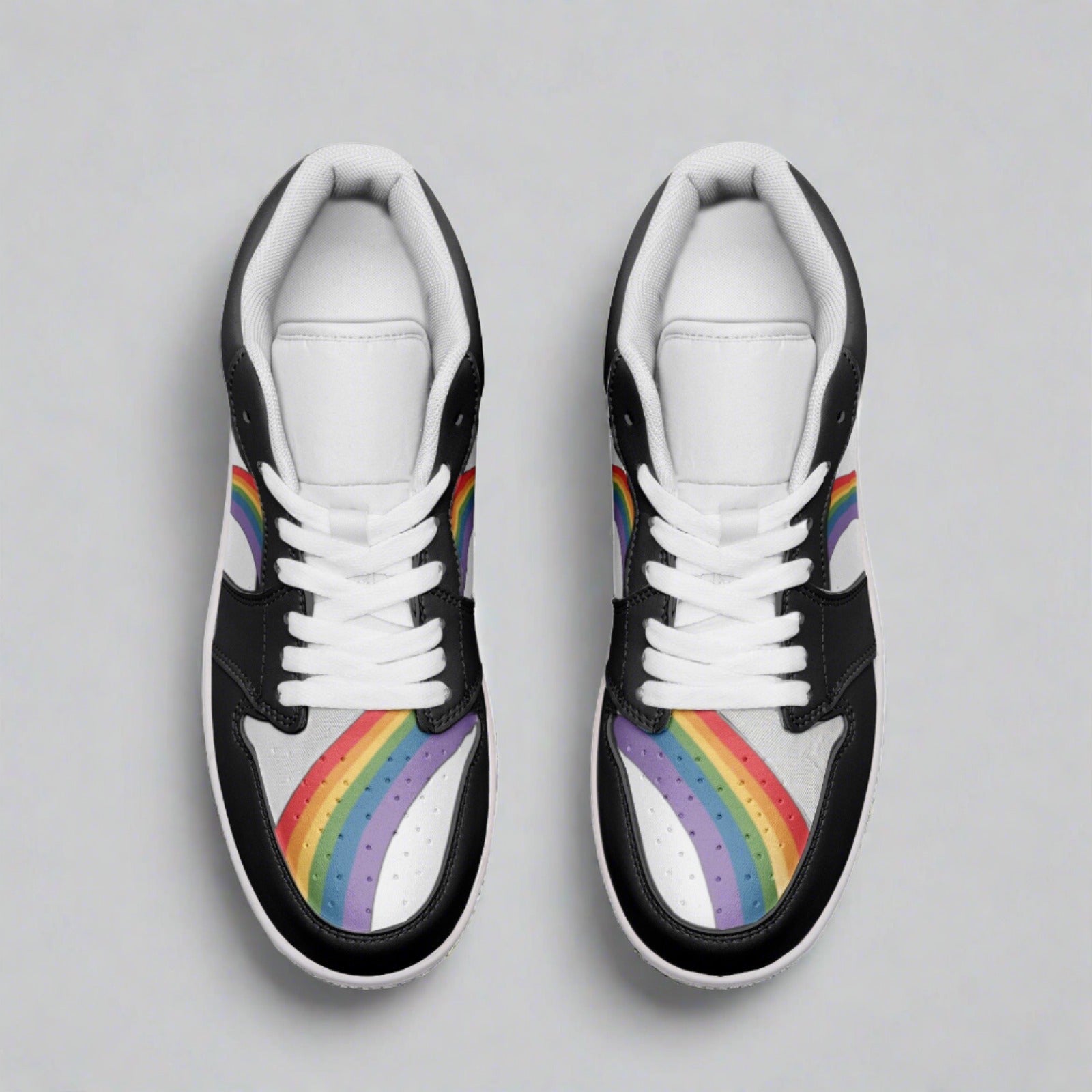 Rainbow pride black low-top sneakers, view 8 — Rose Gold Co