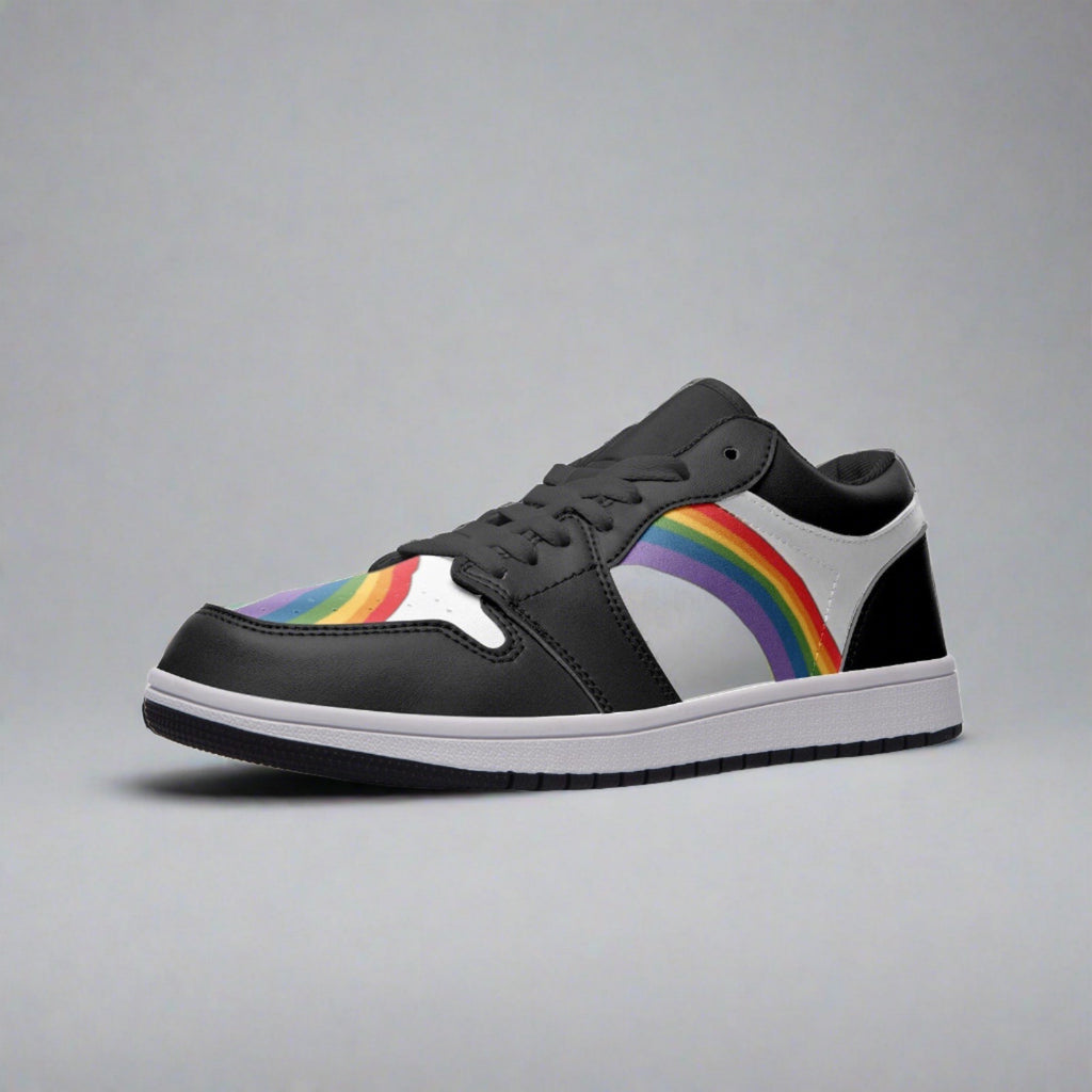 Rainbow pride black low-top sneakers, view 9 — Rose Gold Co