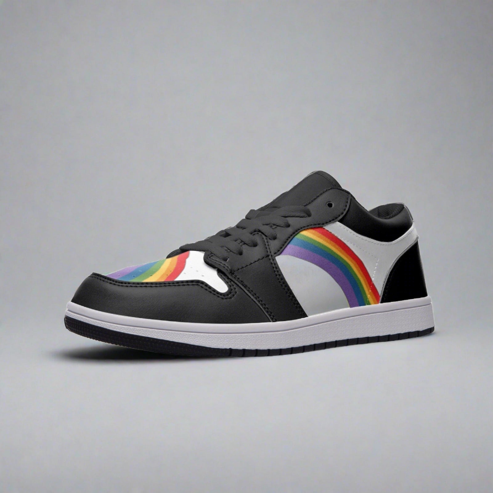 Rainbow pride black low-top sneakers, view 9 — Rose Gold Co