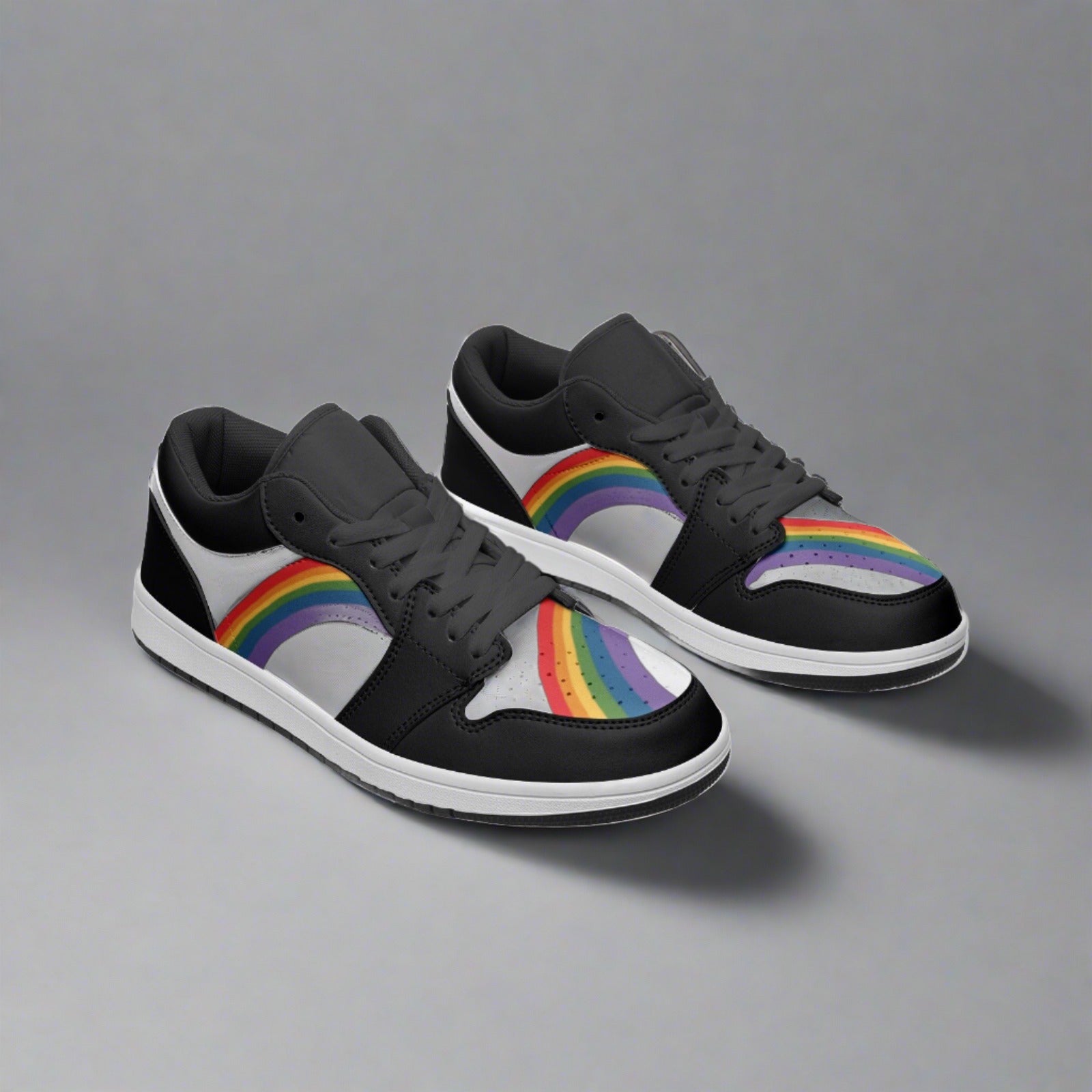 Rainbow pride black low-top sneakers, view 10 — Rose Gold Co