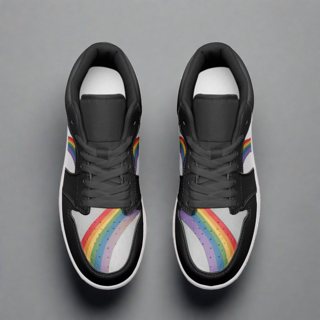 Rainbow pride black low-top sneakers, view 11 — Rose Gold Co