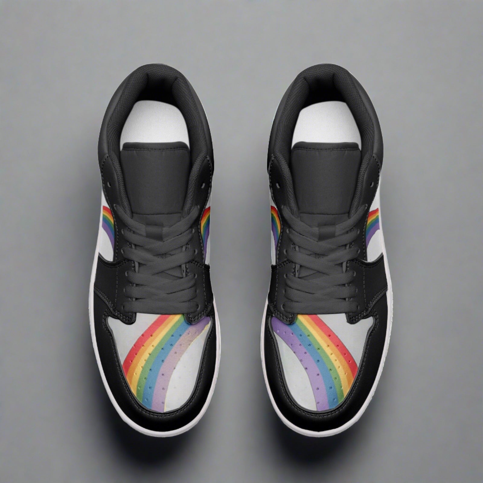 Rainbow pride black low-top sneakers, view 11 — Rose Gold Co