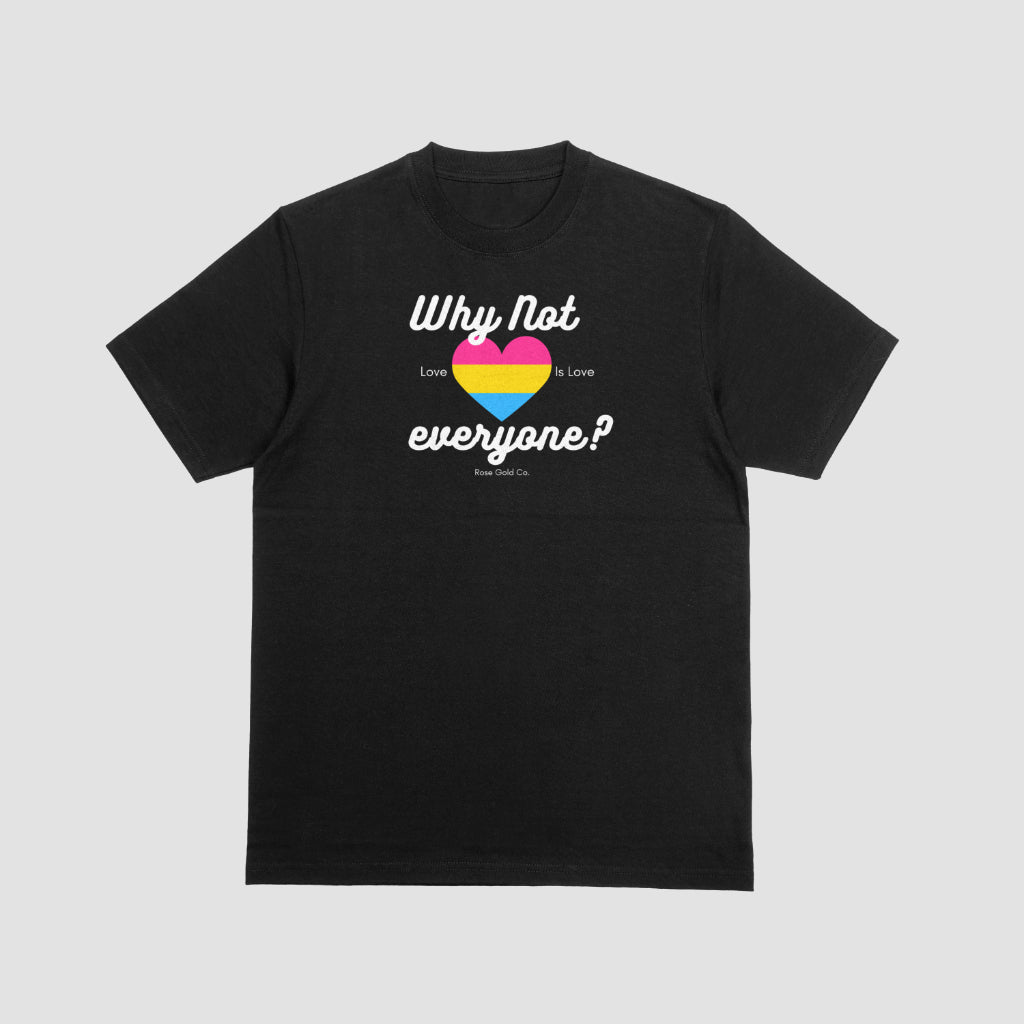 Why Not Everyone? pansexual pride tee, view 2 — Rose Gold Co