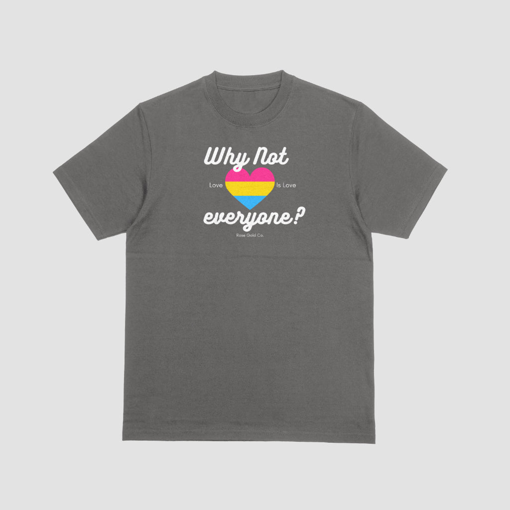 Why Not Everyone? pansexual pride tee, view 5 — Rose Gold Co