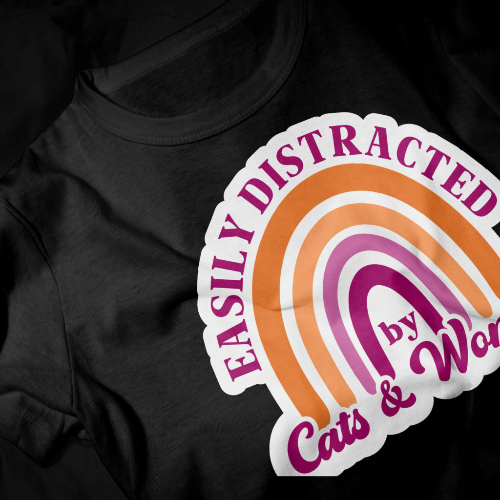 Easily Distracted by Cats and Women tee, view 5 — Rose Gold Co