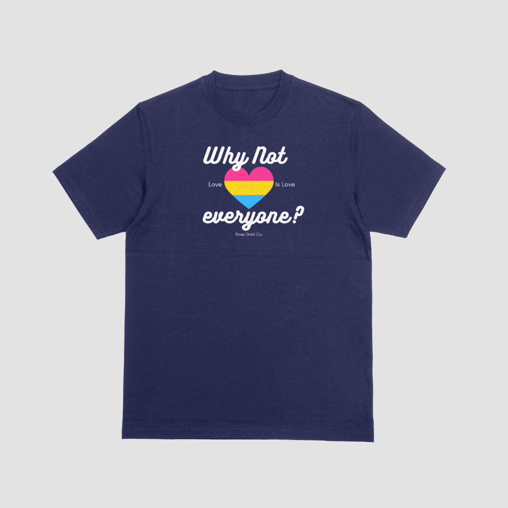 Why Not Everyone? pansexual pride tee, view 6 — Rose Gold Co