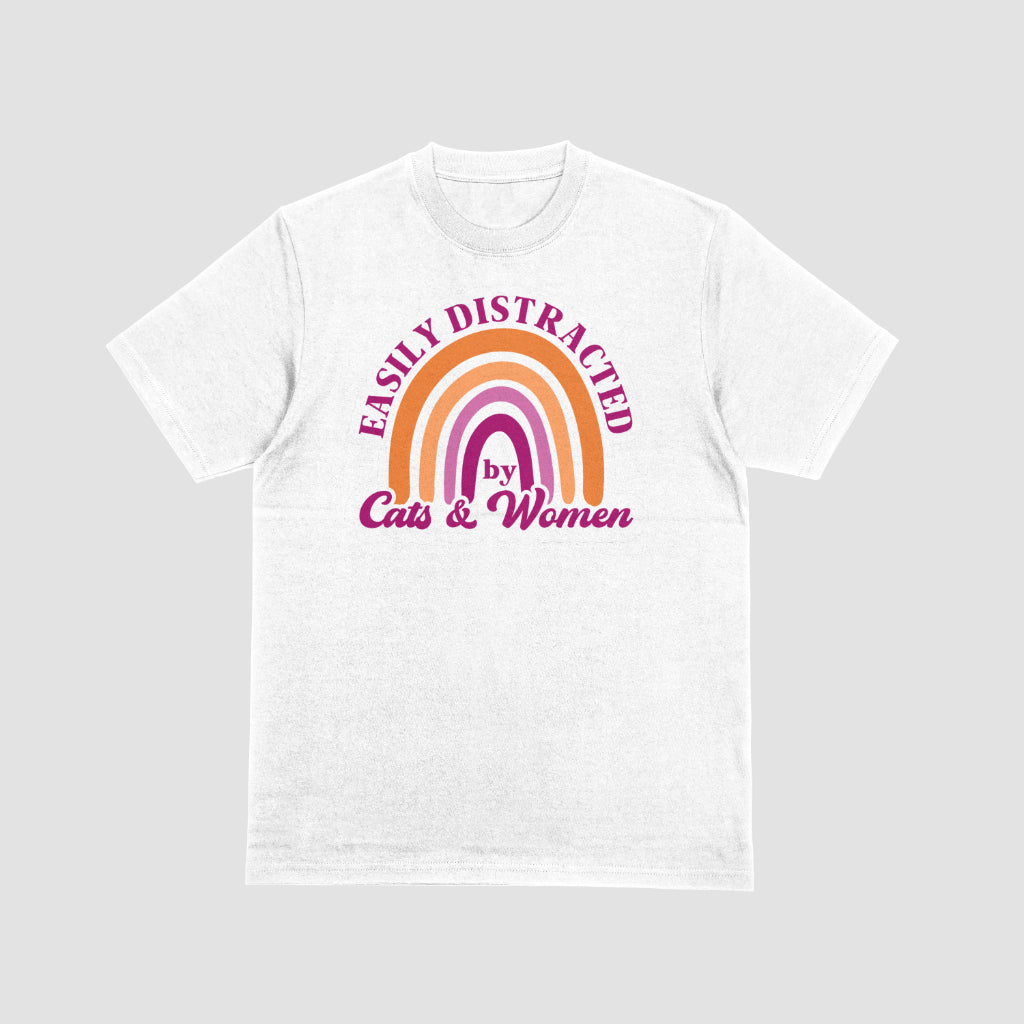 Easily Distracted by Cats and Women tee, view 6 — Rose Gold Co