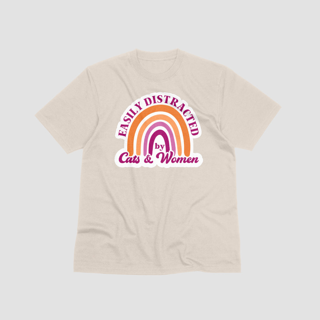 Easily Distracted by Cats and Women tee, view 8 — Rose Gold Co