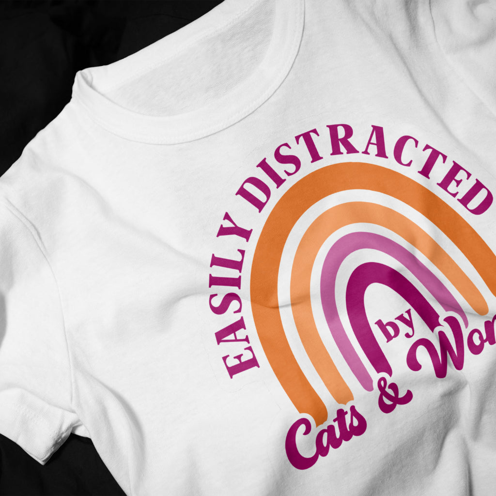 Easily Distracted by Cats and Women tee, view 9 — Rose Gold Co
