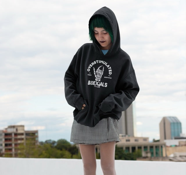 Overstimulated Bisexuals Club hoodie, view 4 — Rose Gold Co