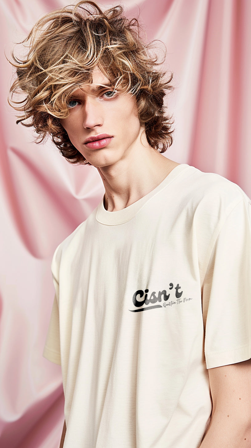 Cisn't Question the Norm premium tee, back view — Rose Gold Co