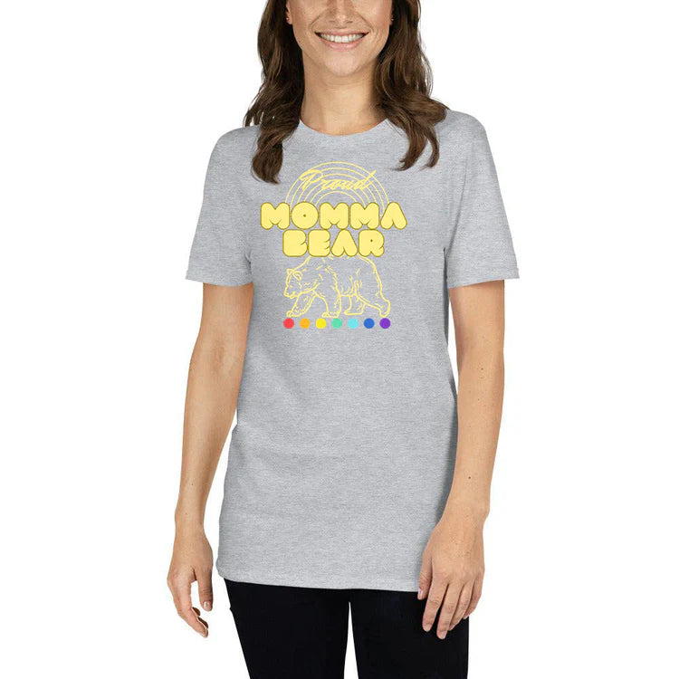 "Proud Mama Bear" LGBT ally support tee, view 3 — Rose Gold Co