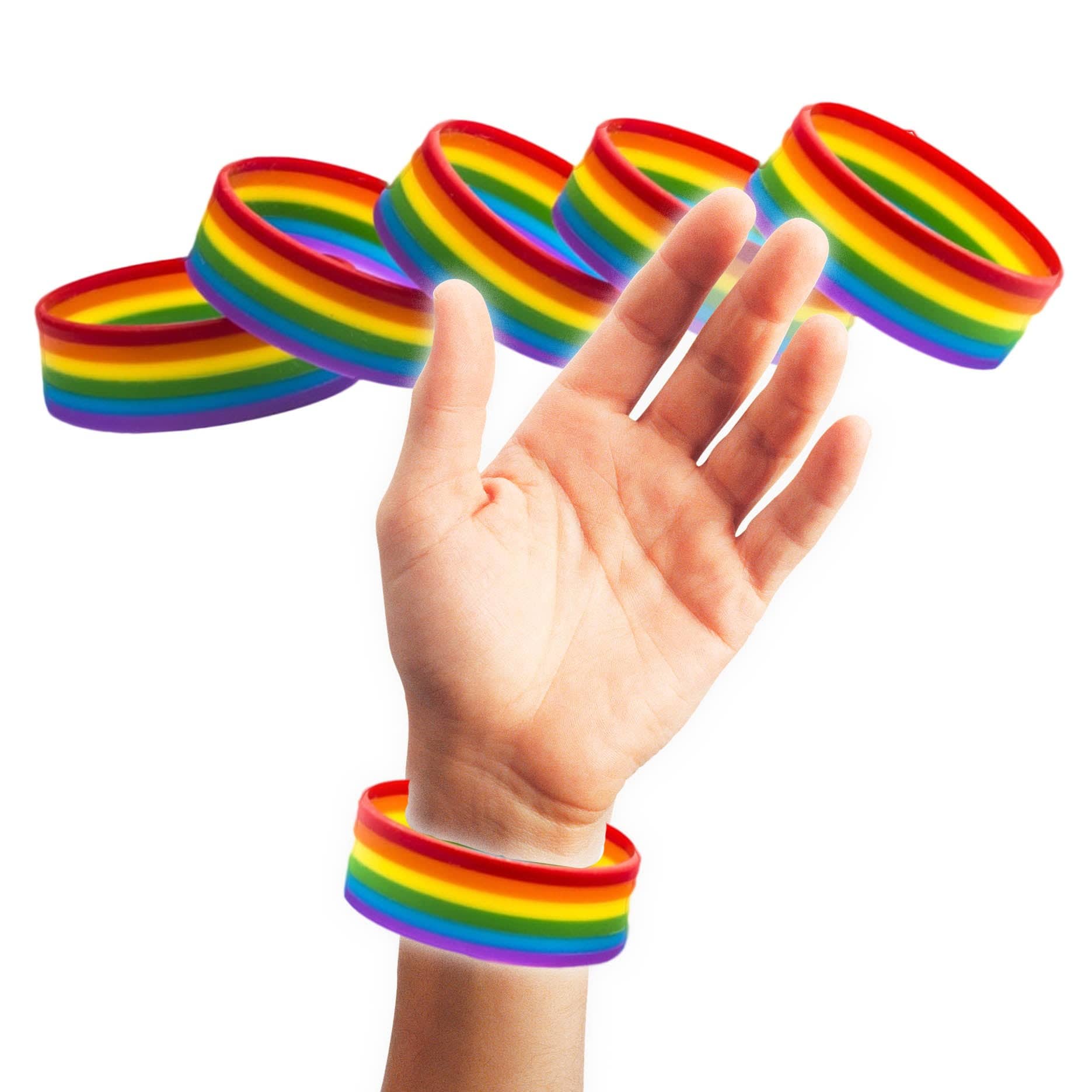 Rainbow Gay Pride Silicone Bracelet 5 pack