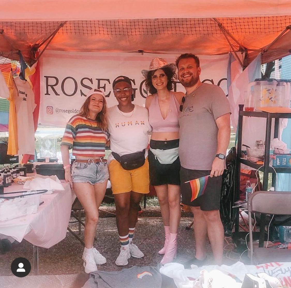 Rose Gold Co Owner and Partner and Friends At A Booth At Dallas Pride Event