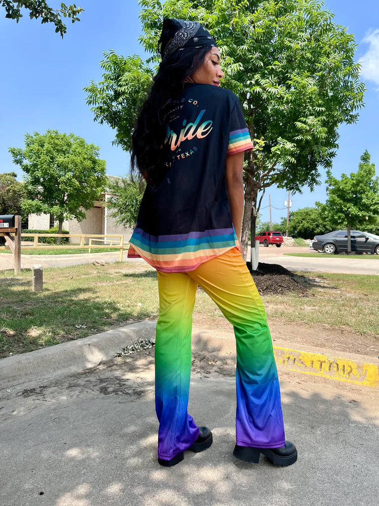 Rainbow LGBT pride baseball jersey, view 4 — Rose Gold Co