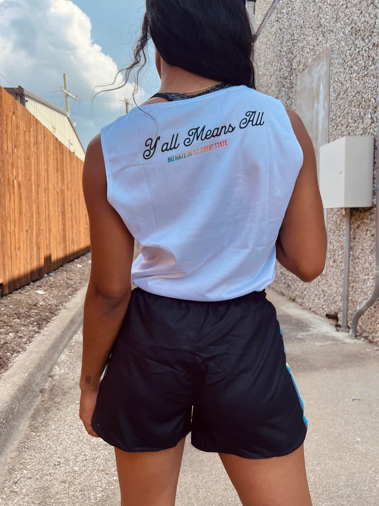 No Hate In My Great State women's racerback tank, view 3 — Rose Gold Co