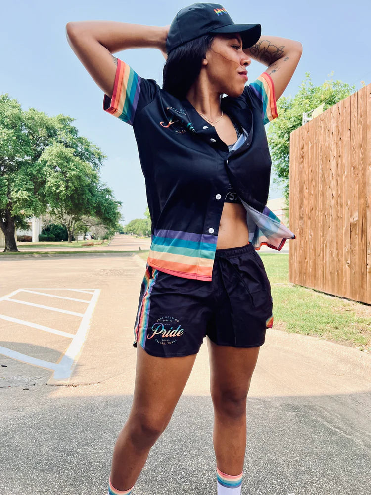 Rainbow LGBT pride baseball jersey, view 8 — Rose Gold Co