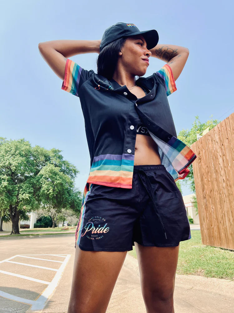 Rainbow LGBT pride baseball jersey, view 7 — Rose Gold Co