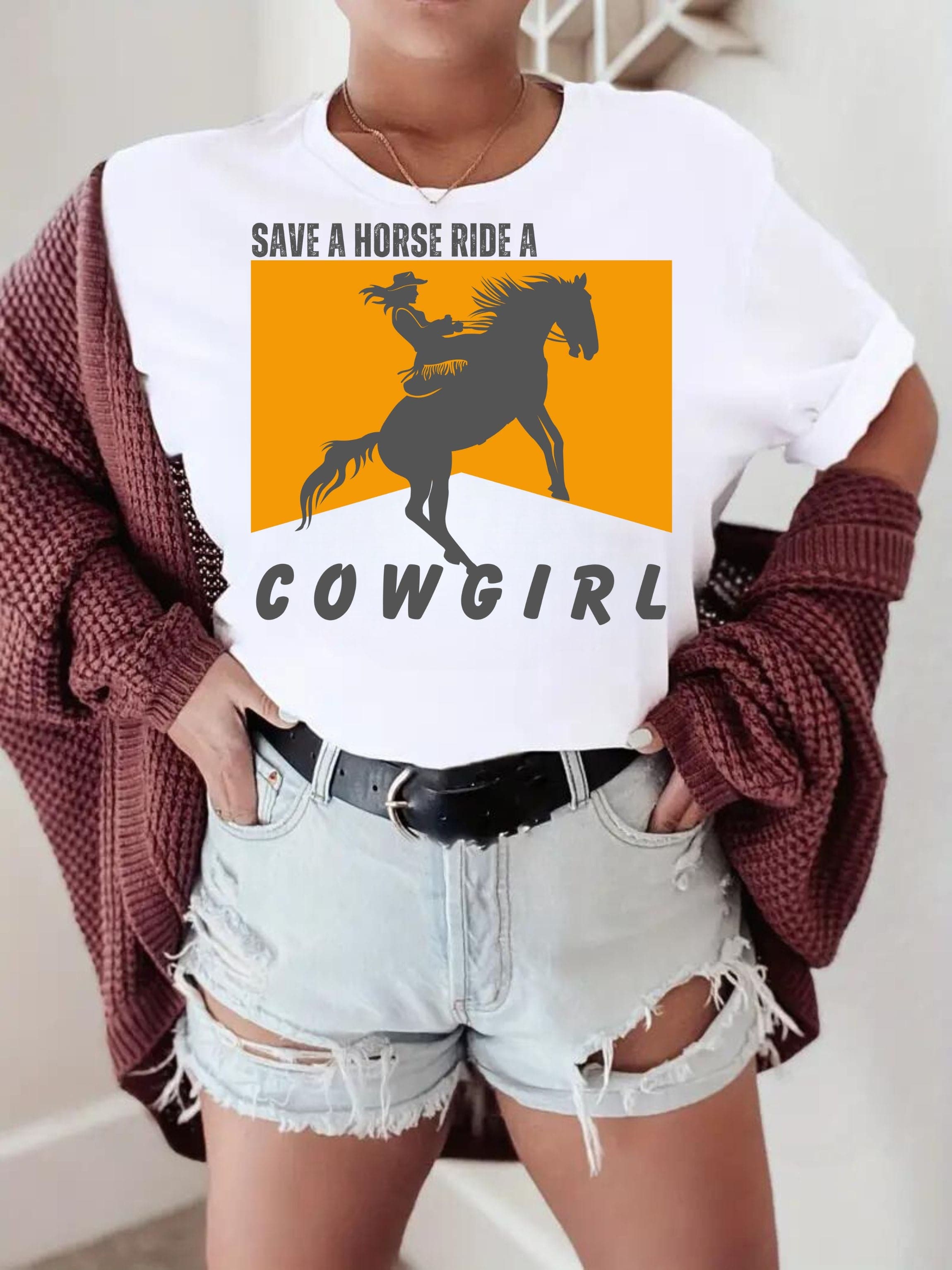 Save a Horse Ride a Cowgirl tee — Rose Gold Co