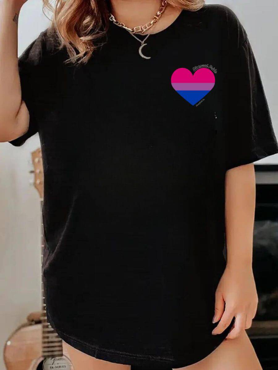 Bisexual pride flag tee, front — Rose Gold Co