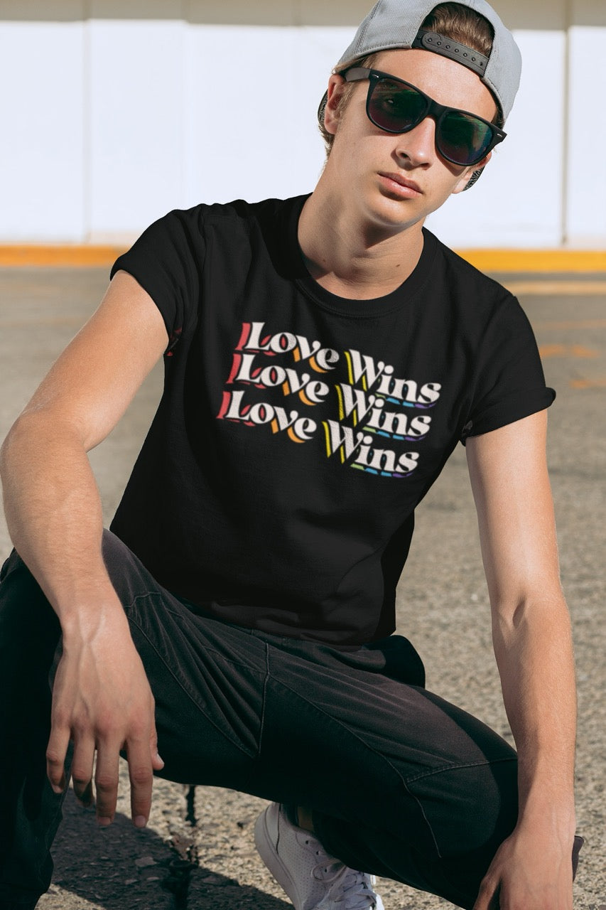 Love Wins rainbow shadow tee — Rose Gold Co