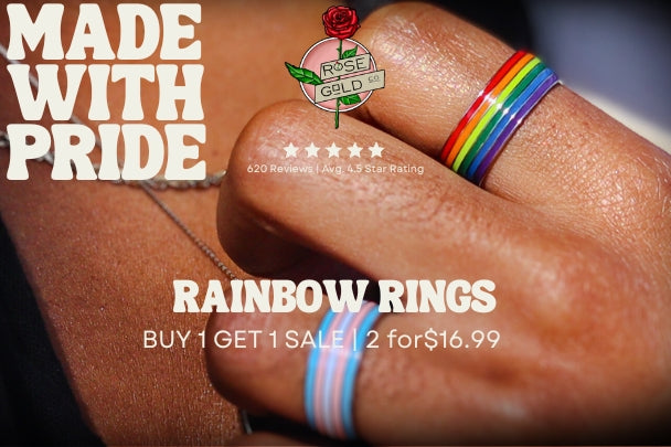 made with pride rainbow lgbt pride rings cover with gay pride and trans pride ring on two fingers