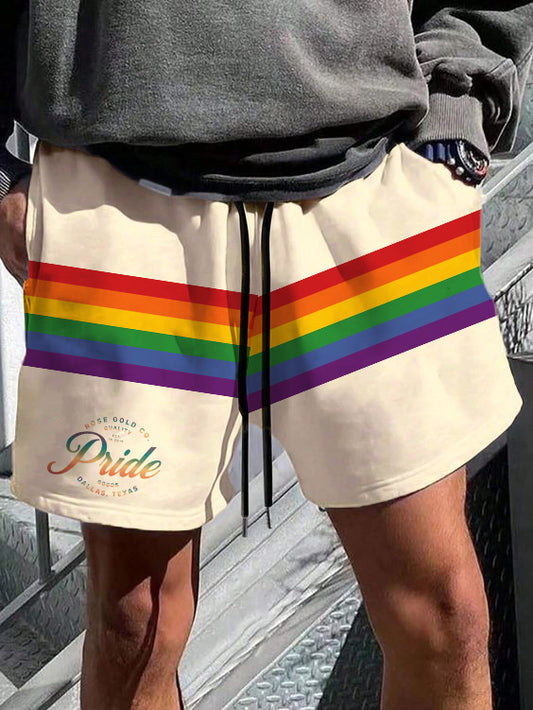 LGBT_Pride-Rainbow Stripe LGBT Pride Jersey Board Shorts - Rose Gold Co. Shop