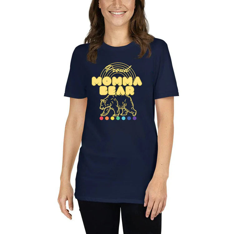 "Proud Mama Bear" LGBT ally support tee, view 2 — Rose Gold Co