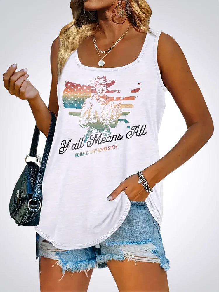 No Hate In My Great State women's racerback tank, front — Rose Gold Co
