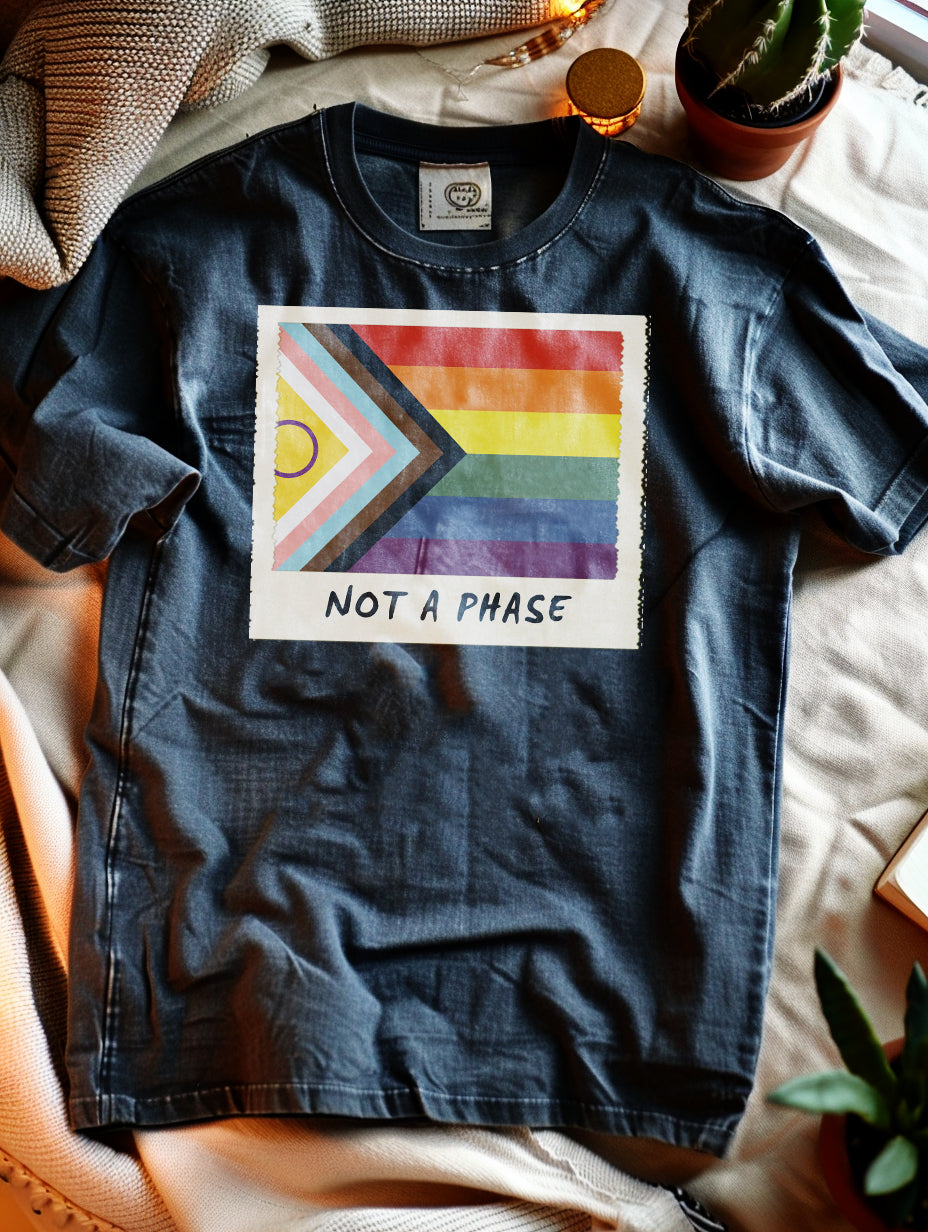 Not A Phase Progress Pride polaroid tee — Rose Gold Co