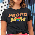 Proud Mom rainbow pride t-shirt, front view — Rose Gold Co