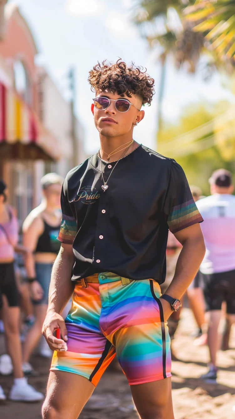 Rainbow LGBT pride baseball jersey, view 3 — Rose Gold Co