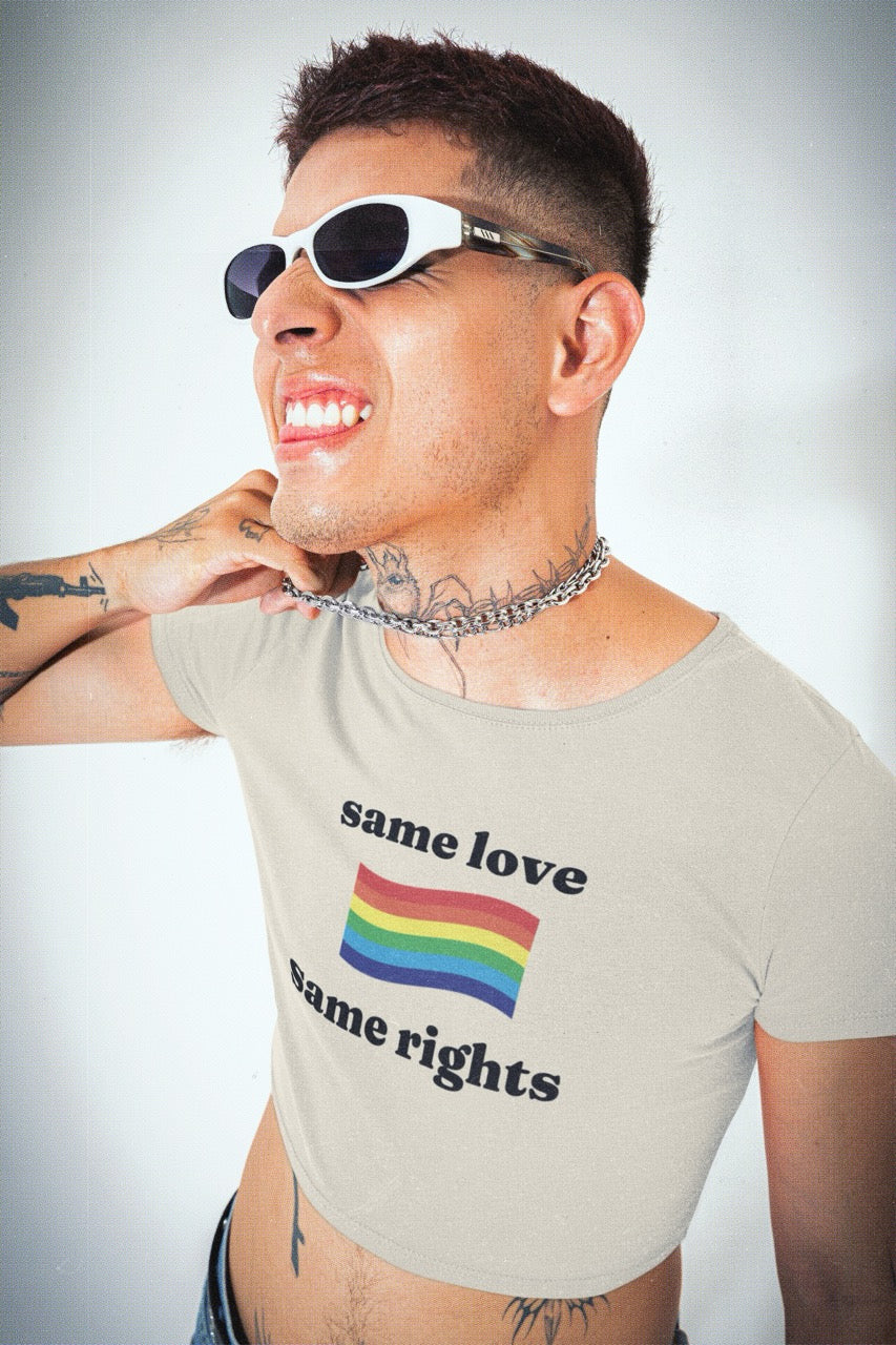 Same Love Same Rights crop top, view 5 — Rose Gold Co