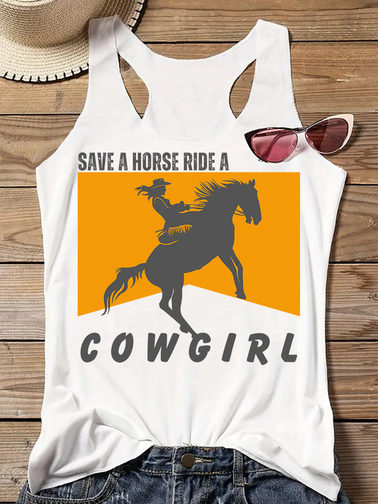 Save A Horse Ride A Cowgirl Tank Top - Rose Gold Co. Shop
