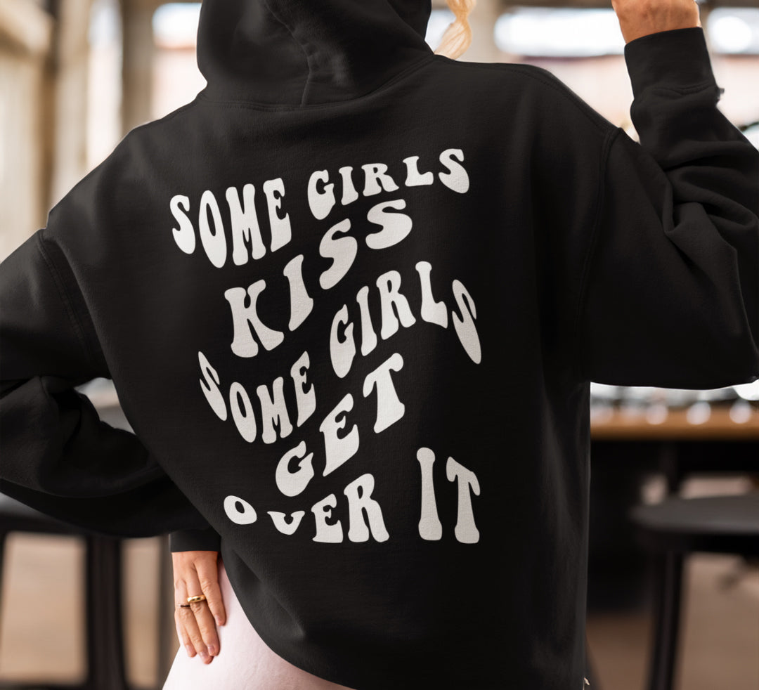 Some Girls Kiss Girls hoodie, front view — Rose Gold Co