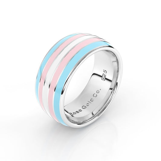 Transgender Pride Ring - stainless steel Band with rose gold co engraved inside