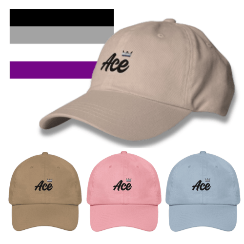 Ace pride crown dad hat, front view — Rose Gold Co