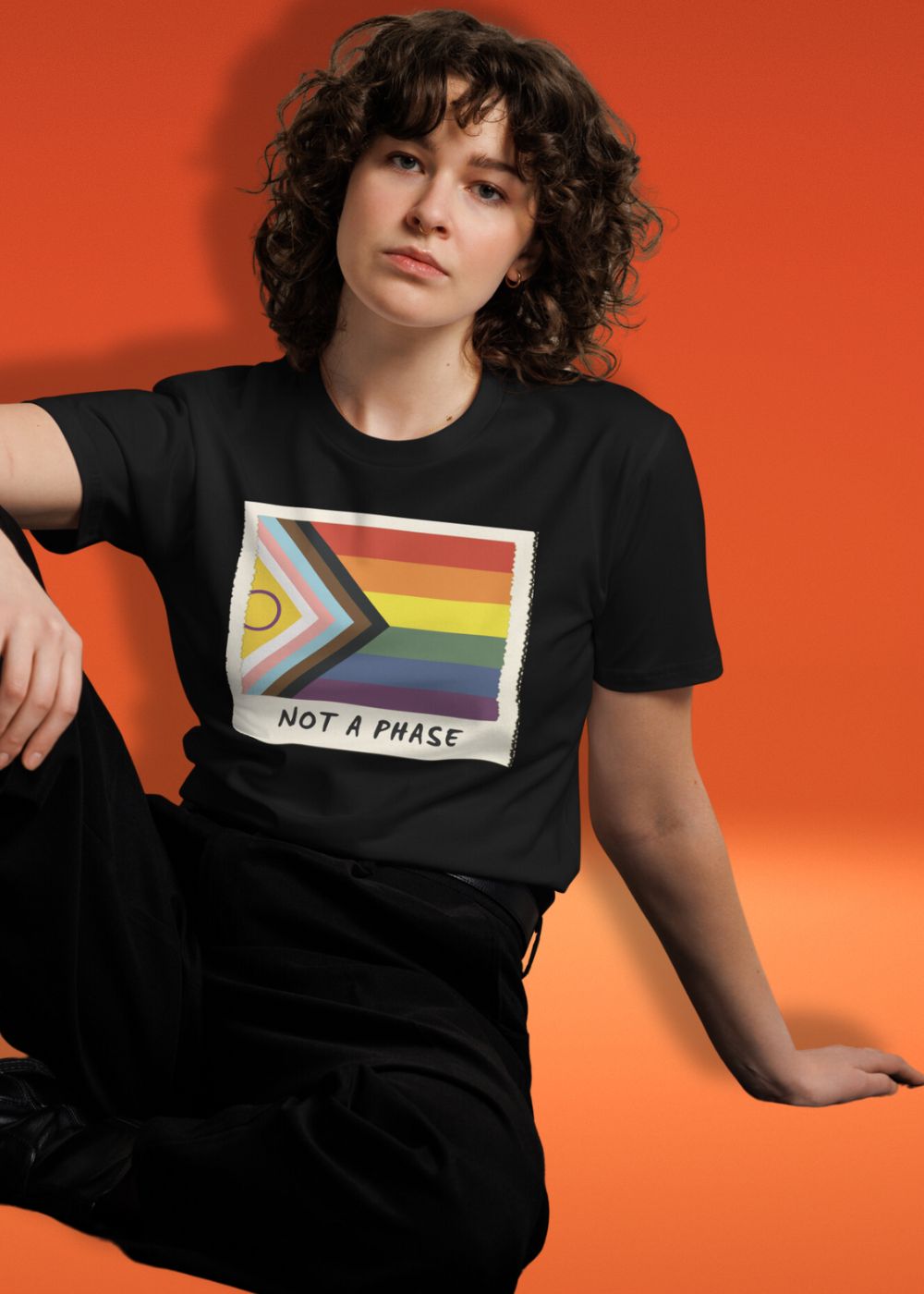 Not A Phase Progress Pride polaroid tee, view 2 — Rose Gold Co