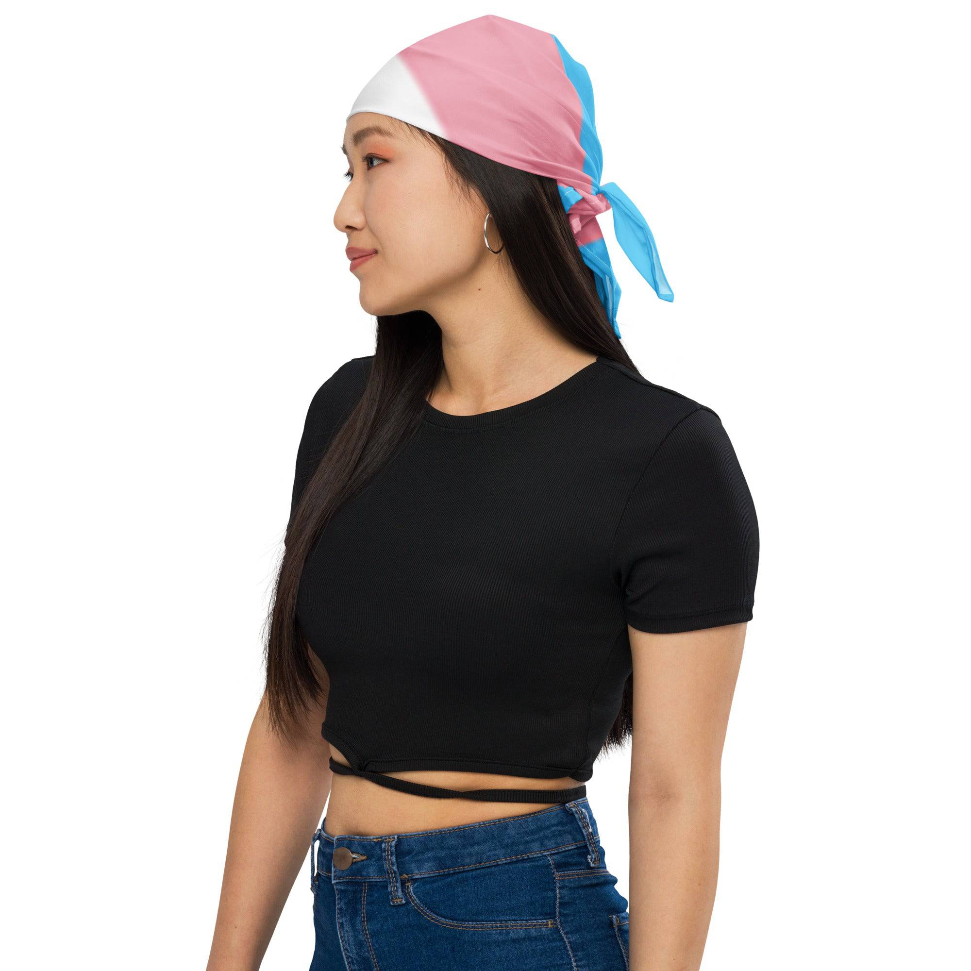 Trans pride flag bandana, view 4 — Rose Gold Co