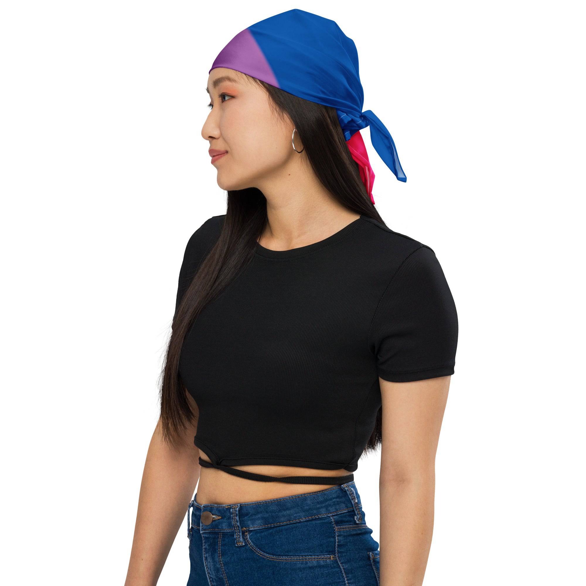 Bisexual pride flag bandana, front view — Rose Gold Co