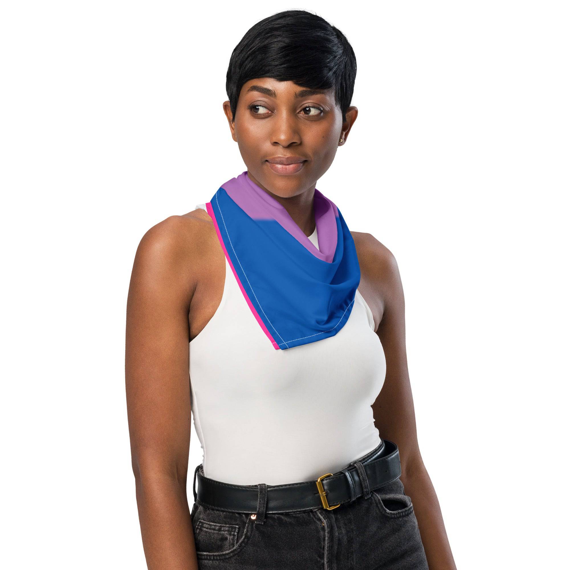 Bisexual pride flag bandana, view 3 — Rose Gold Co