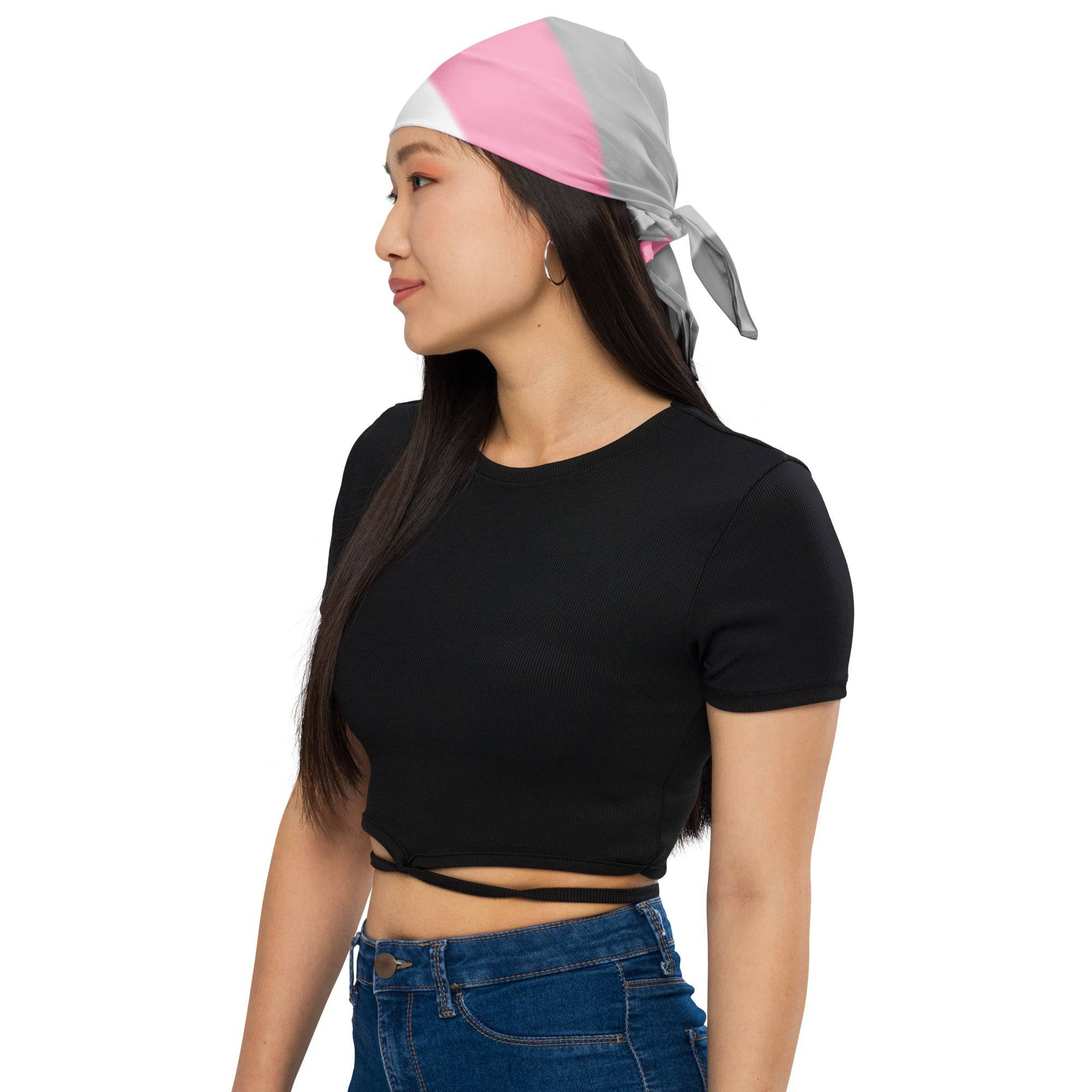 Demi girl pride flag bandana, front view — Rose Gold Co