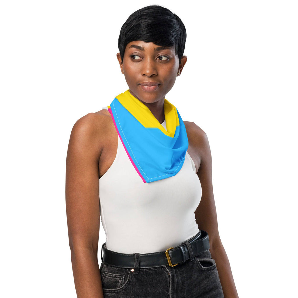 Pansexual pride flag bandana, view 4 — Rose Gold Co