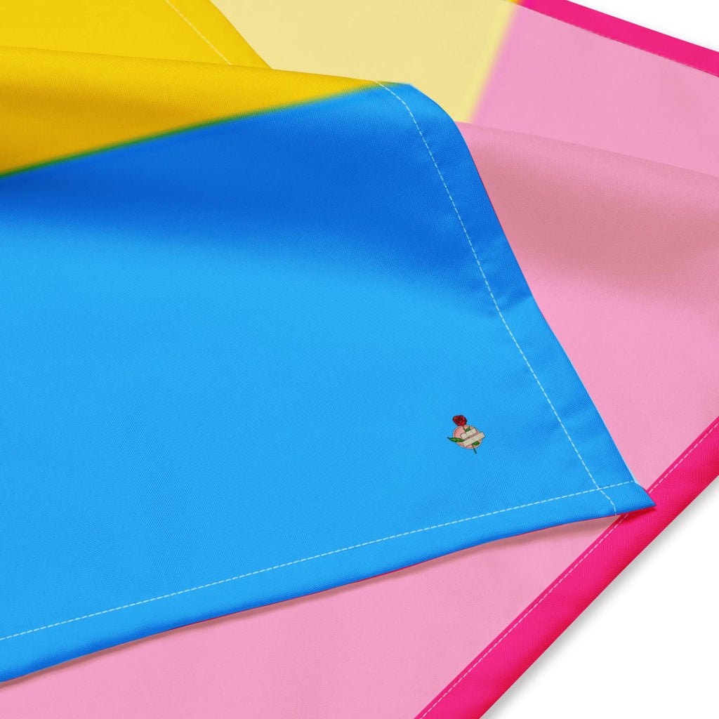 Pansexual pride flag bandana, view 2 — Rose Gold Co