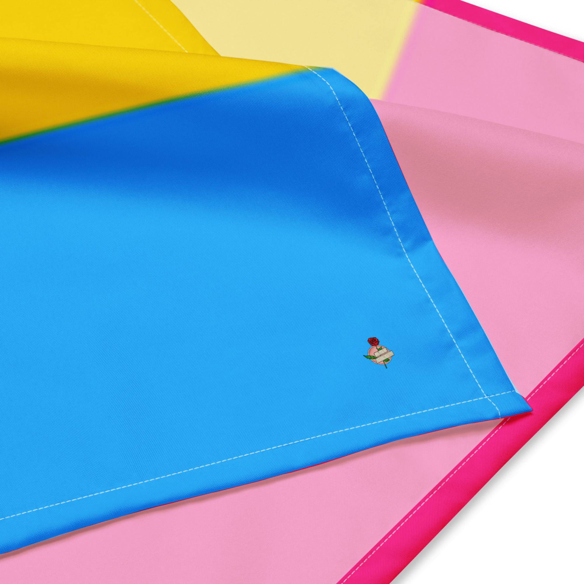 Pansexual pride flag bandana, view 2 — Rose Gold Co