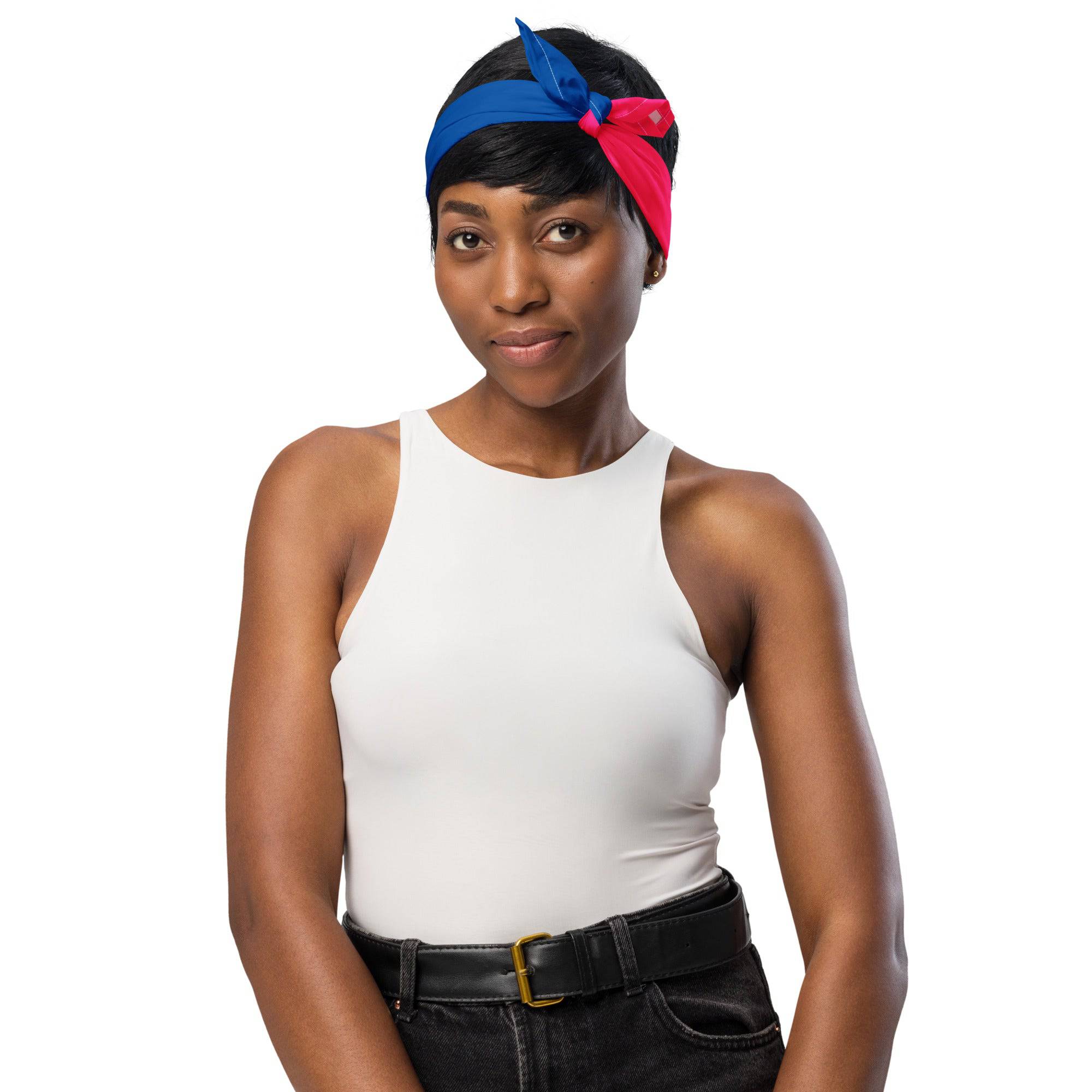 Bisexual pride flag bandana, view 6 — Rose Gold Co