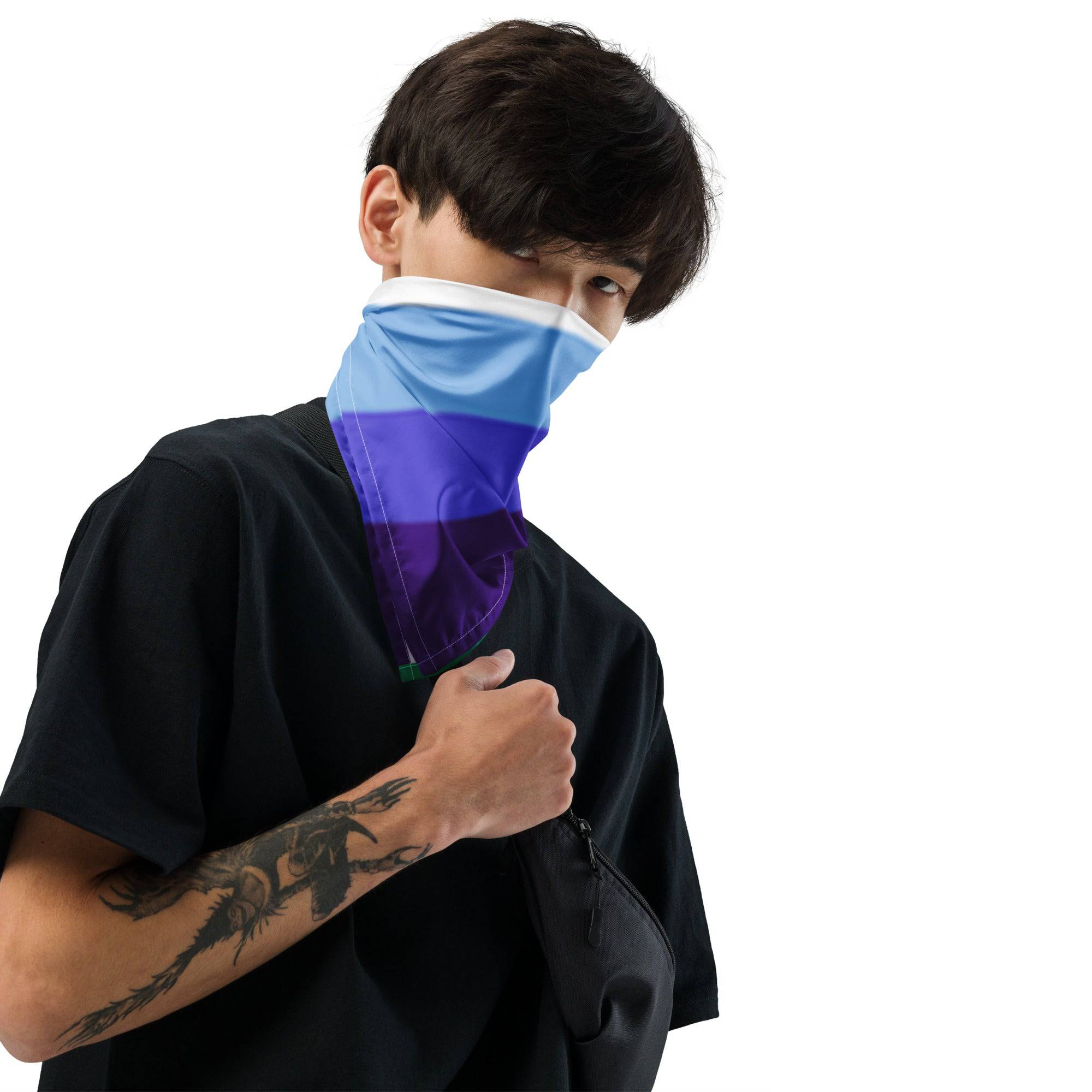 MLM pride flag bandana, front view — Rose Gold Co