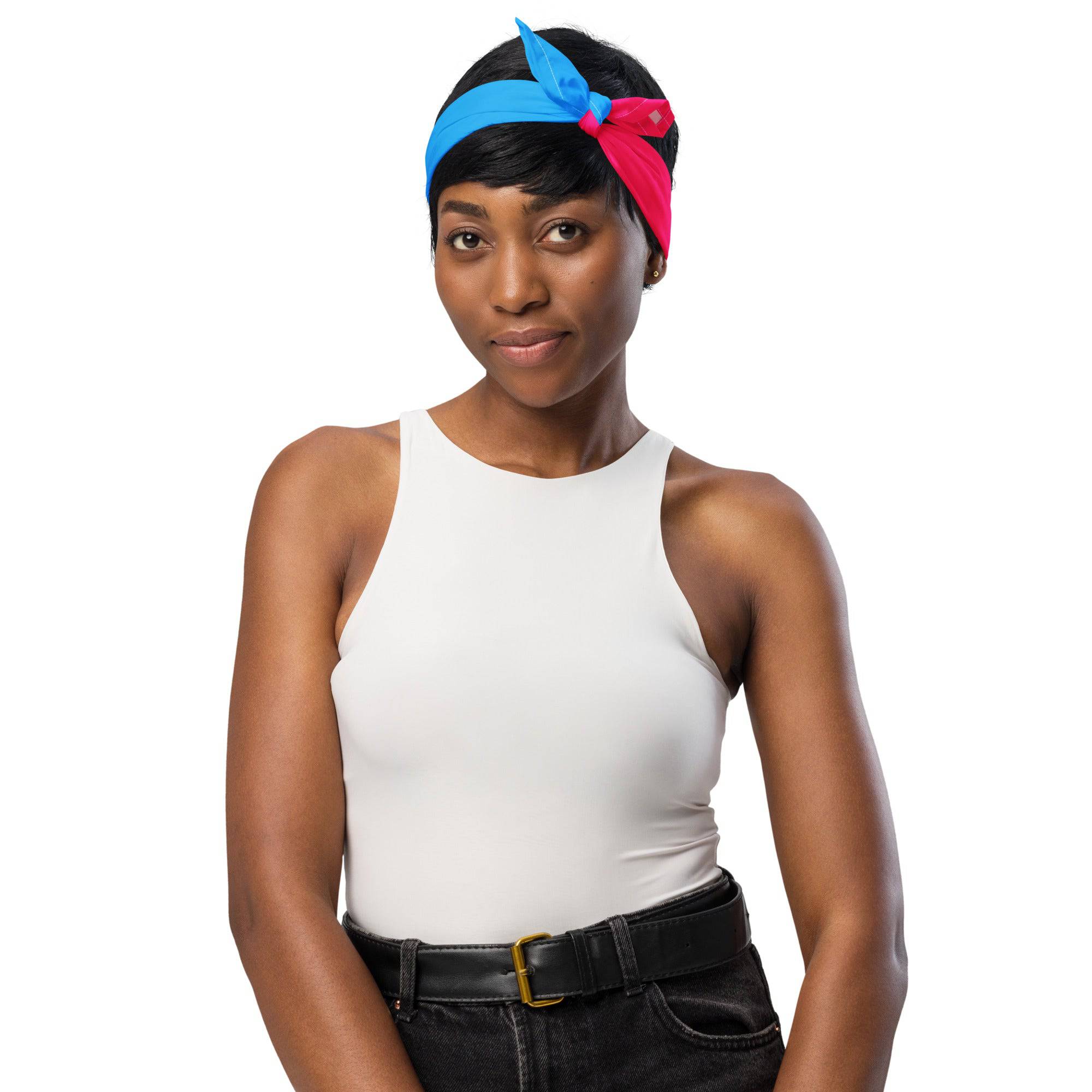 Pansexual pride flag bandana, view 7 — Rose Gold Co