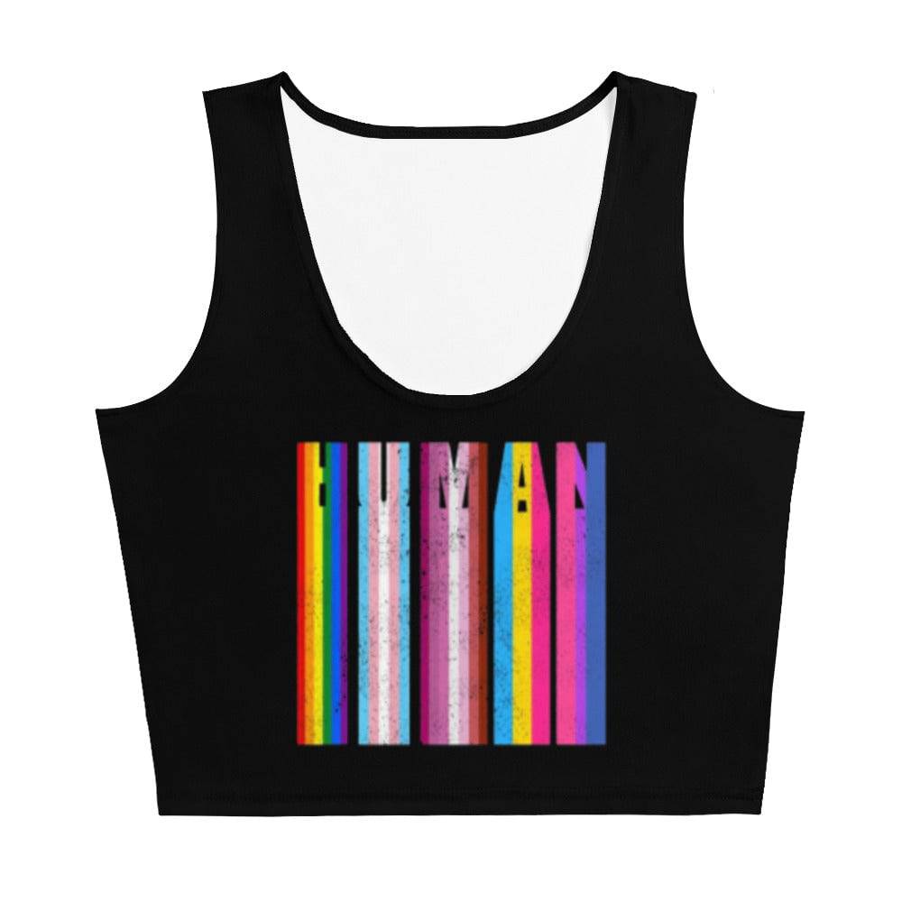Human Rainbow crop top, view 2 — Rose Gold Co